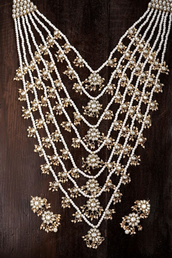 Zaveri Pearls Gold-Toned & White Kundan-Studded Jewellery Set
