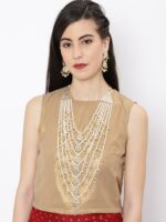 Zaveri Pearls Gold-Toned & White Kundan-Studded Jewellery Set - Image 5
