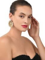 Zaveri Pearls Off-White Antique Gold-Plated Crescent Shaped Chandbalis - Image 3