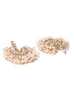 Zaveri Pearls Off-White Antique Gold-Plated Crescent Shaped Chandbalis - Image 5