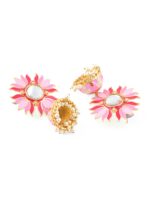 Zaveri Pearls Pink Gold-Plated Meenakari Earrings - Image 5