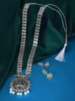 Zaveri Pearls Silver-Plated Oxidised Jewellery Set