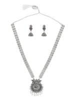 Zaveri Pearls Silver-Plated Oxidised Jewellery Set - Image 5