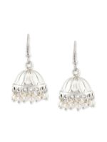 Zaveri Pearls Silver-Toned Dome Shaped Jhumkas - Image 4
