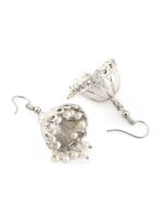Zaveri Pearls Silver-Toned Dome Shaped Jhumkas - Image 5