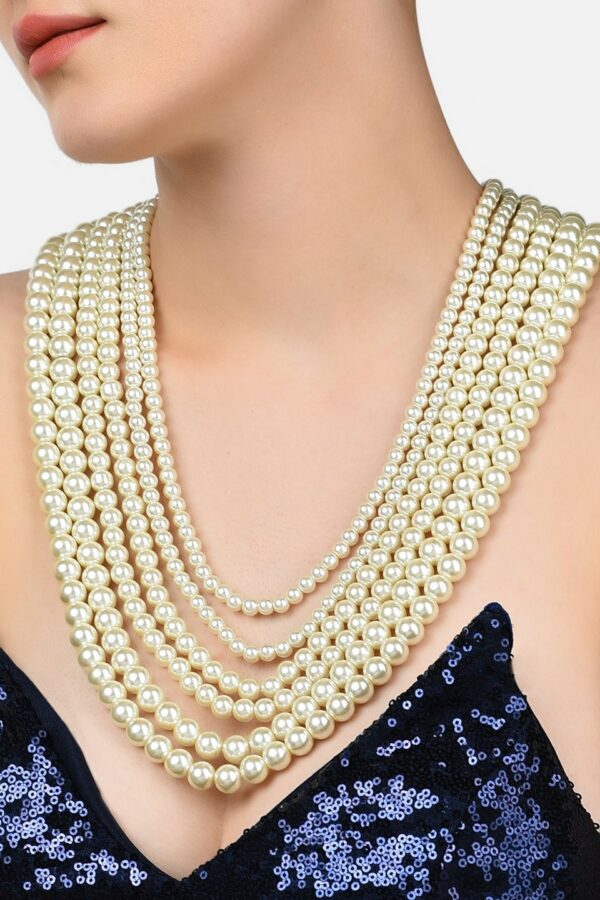 Zaveri Pearls White Gold-Plated Pearls Layered Necklace