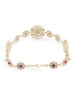 Zaveri Pearls Women Gold-Plated Pink & White Stone Studded Hair Bun Pin Jewellery - Image 6
