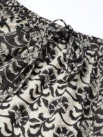 anayna Black & Beige Printed Flared Pure Cotton Maxi Skirt - Image 5