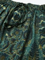 anayna Green & Beige Printed Pure Cotton Maxi Flared Skirt - Image 5