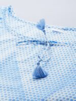 anayna Women Blue & White Polka Dots Print Kaftan Maternity Top - Image 2