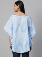 anayna Women Blue & White Polka Dots Print Kaftan Maternity Top - Image 4