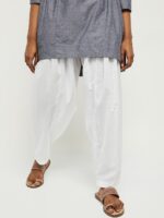 max Women White Solid Pure Cotton Patiala