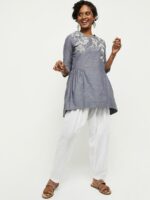 max Women White Solid Pure Cotton Patiala - Image 4