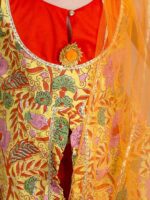 pspeaches Girls Yellow Floral Printed Pure Cotton Kurti with Sharara & With Dupatta - Image 2