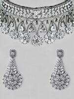 rubans LUXURY Oxidised Silver-Plated White AD-Studded Handcrafted Jewellery Set - Image 2