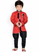 AJ Dezines Boys Red & Black Sherwani