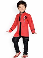 AJ Dezines Boys Red & Black Sherwani - Image 3