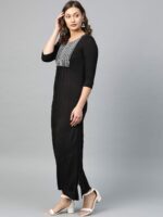 AURELIA Women Black & White Embroidered Detail Maxi Dress - Image 3