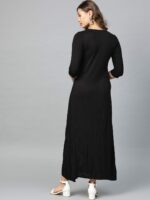 AURELIA Women Black & White Embroidered Detail Maxi Dress - Image 4