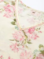 Ahalyaa Women Off White Floral Printed Regular Gotta Patti Kurta with Sharara & With Dupatta - Image 2