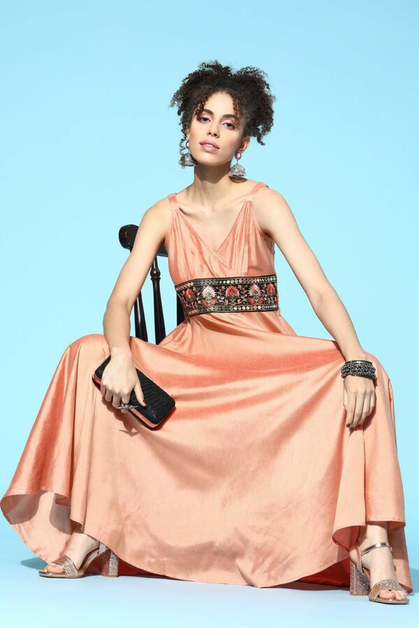 Anayna Women Attractive Peach Sleek Dress