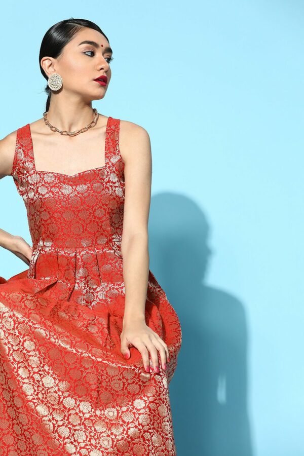 Anayna Women Brocade Balconette Neck Long Dress