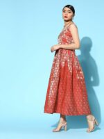 Anayna Women Brocade Balconette Neck Long Dress - Image 2