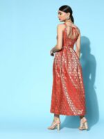 Anayna Women Brocade Balconette Neck Long Dress - Image 5