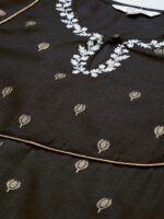 Bhama Couture Women Black & Golden Printed Pure Cotton Straight Kurti - Image 2