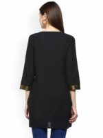Bhama Couture Women Black Solid Mangalgiri Pure Cotton Pure Cotton Kurti - Image 4