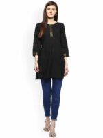 Bhama Couture Women Black Solid Mangalgiri Pure Cotton Pure Cotton Kurti - Image 5