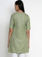Bhama Couture Women Green Pure Cotton Kurti with Lace Detailing - Image 5