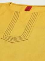 Cottinfab Mustard Yellow V-Neck Pure Cotton A-Line Kurti - Image 2
