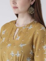 DODO & MOA Mustard Yellow Floral Printed Kurti - Image 2