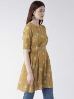 DODO & MOA Mustard Yellow Floral Printed Kurti - Image 3
