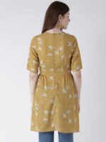 DODO & MOA Mustard Yellow Floral Printed Kurti - Image 5