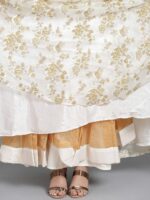 EthnoVogue Women Off-White Floral Printed Made to Measure Cocktail Gown - Image 6