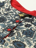 FABRIC FITOOR Women Navy Blue & White Pure Cotton Ethnic Printed Straight Kurti - Image 2