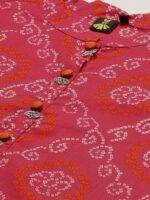 FABRIC FITOOR Women Pink & White Printed Pure Cotton Straight Kurti - Image 2