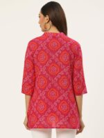 FABRIC FITOOR Women Pink & White Printed Pure Cotton Straight Kurti - Image 4