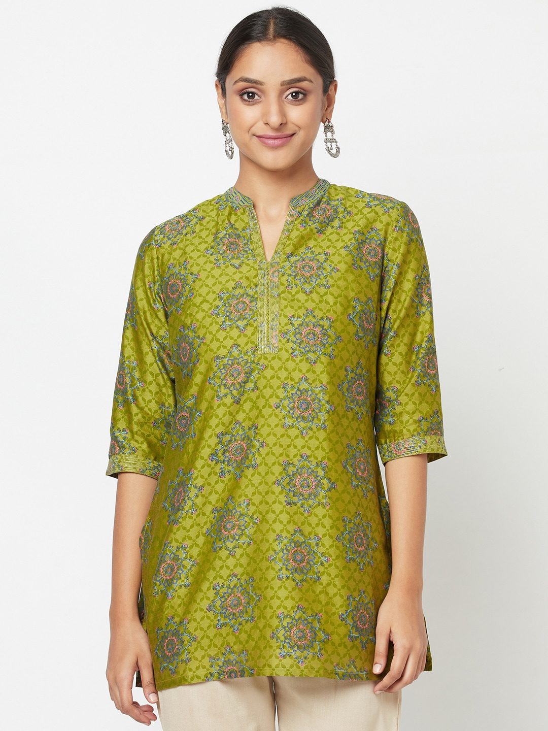 Buy Sayesha Bottle Green Shirt Collar Kurti at Amazonin