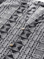 HERE&NOW Black & White Geometric Print Shirt Collar Pure Cotton Kurti - Image 2