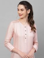 Indo Era Peach-Coloured & Grey Printed Kurti - Image 2