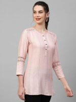 Indo Era Peach-Coloured & Grey Printed Kurti - Image 3