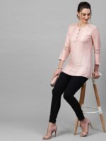 Indo Era Peach-Coloured & Grey Printed Kurti - Image 6
