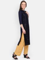 MARC LOUIS Blue Quirky Embroidered Sequinned Kurti - Image 3