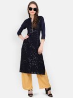 MARC LOUIS Blue Quirky Embroidered Sequinned Kurti - Image 6