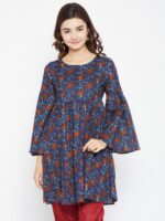 PANIT Women Navy Blue and Maroon Printed Kurtis