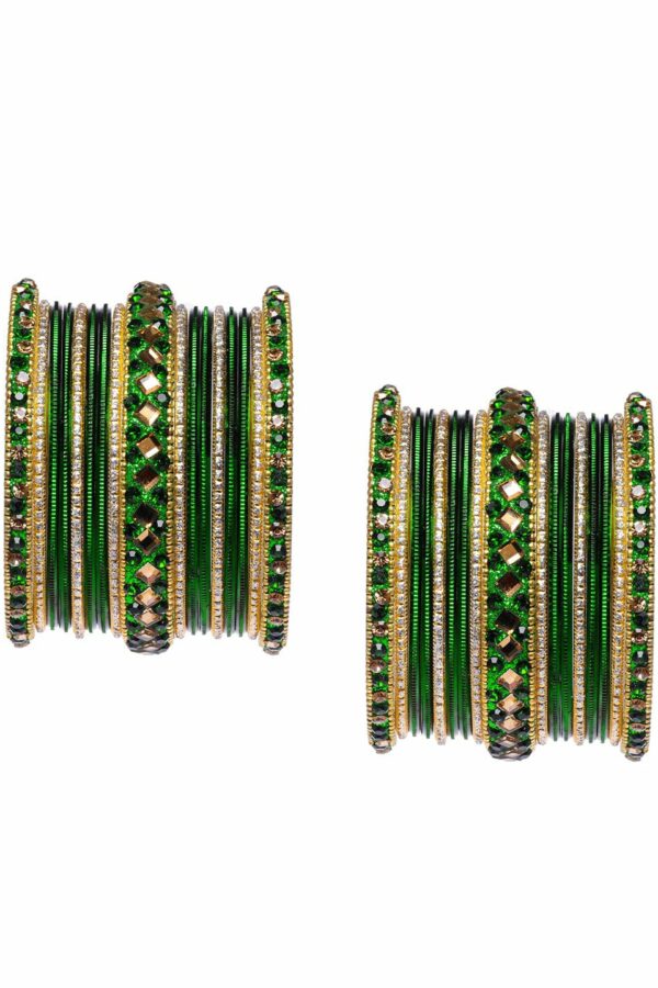 Peora Women Set of 34 Embellished Chuda Chura Bangle Set