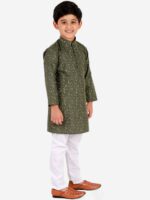 Pro-Ethic STYLE DEVELOPER Boys Green Printed Kurta with Pyjamas - Image 3